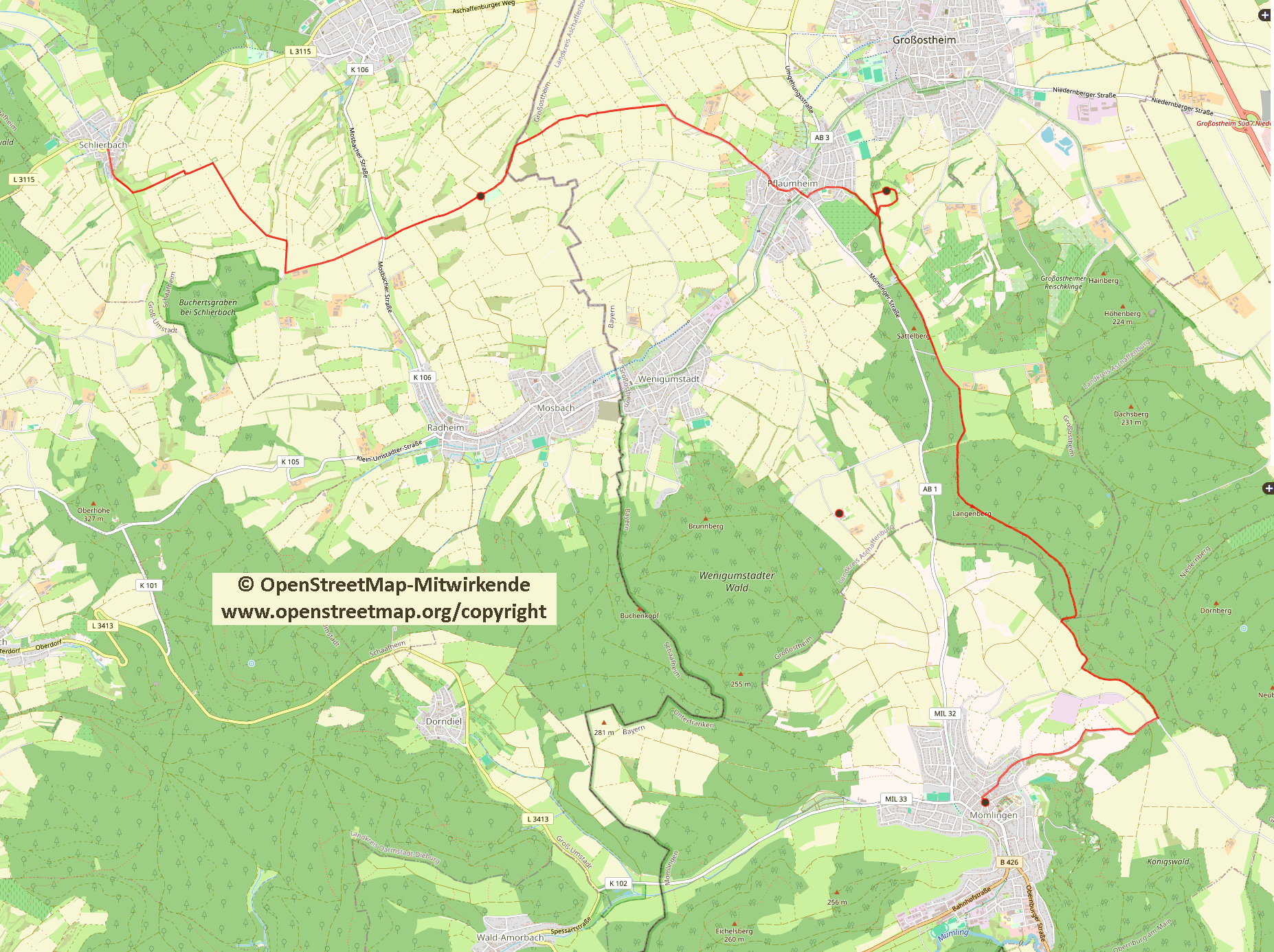 Schlierbach-Moemlingen Karte